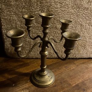 Vintage Brass Boho Wedding Candelabra ~ 4 Arm 5 Candle ~ Old Patina ~